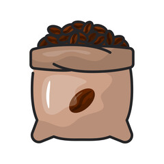 Beans sack icon. coffee, bag, storage, burlap, harvest, organic, container. Vector Icon Illustration