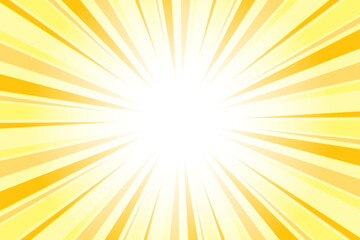 Sunburst Background. Summer Backdrop. Radius Cartoon Pattern Abstract Background. Mikado Yellow Rays Vector Illustration.