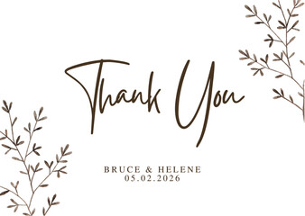 Watercolor Minimal Floral Wedding Thank You Postcard