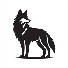 Elegant Black Wolf Silhouette Design - Modern Minimalist Animal Art for Digital and Print