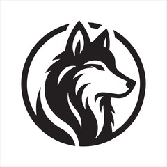 Elegant Black Wolf Silhouette Design - Modern Minimalist Animal Art for Digital and Print