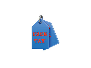free tax label icon 3d illustration render