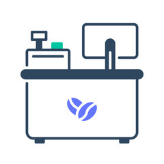 Cashier iocn. counter, payment, register, checkout, money, retail, billing. Vector Icon Illustration