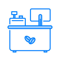 Cashier iocn. counter, payment, register, checkout, money, retail, billing. Vector Icon Illustration