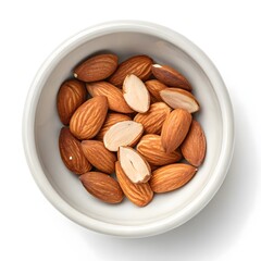 Bowl of Natural Almonds in Shells, Healthy Organic Snack