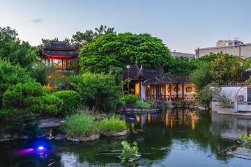 Fukushuen, a traditional Chinese garden in the Kume area of Naha, Okinawa, Japan