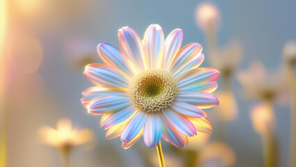 Obraz premium White Flower in Gentle Sunlight with Subtle Rainbow Light Leak