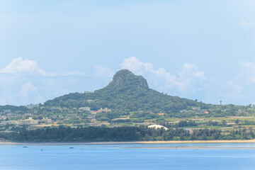 Scenery of Mount Gusuku, aka Tatchu, on the island of Iejima, Okinawa, Japan