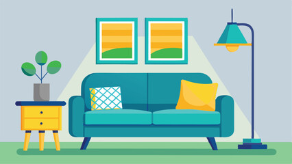 Cozy Modern Living Room Interior Illustration with Sofa and Side Table