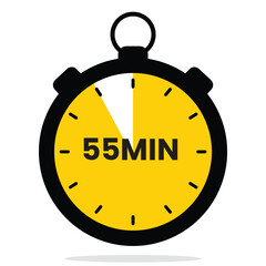 55 Minutes Timer Icon – Flat Vector Stopwatch