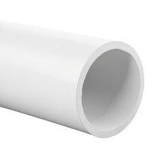 White PVC pipe in close-up view on a neutral background  