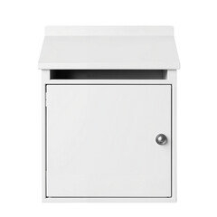 Modern white nightstand with drawer and open shelf  
