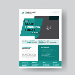Fitness Gym Flyer Template Start Training Today Professional Instructor Modern Equipment
