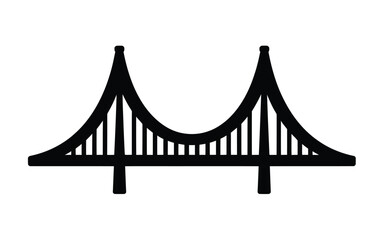 Obraz premium A minimalist black and white icon illustration of a suspension bridge