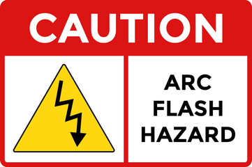 Caution Arc Flash Hazard sign. protection required.  Warning Sign. energized can cause severe injury. working on this energized equipment
