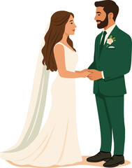 Romantic Bride and Groom Wedding Ceremony Illustration