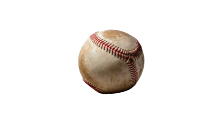 Well-Used Baseball on Transparent Background - Classic American Sport Equipment