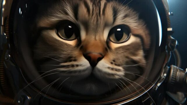 A cat astronaut in space