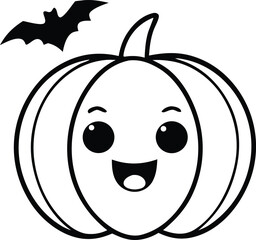 Halloween Pumpkin with Bats Illustration for Spooky Designs. High Quality Halloween Pumpkin with Bats for Seasonal Projects. Scary Halloween Pumpkin with Bats Artwork for Digital and Print