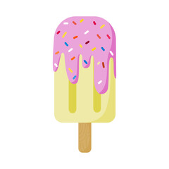 Cute Hand Drawn Strawberry Banana Popsicle