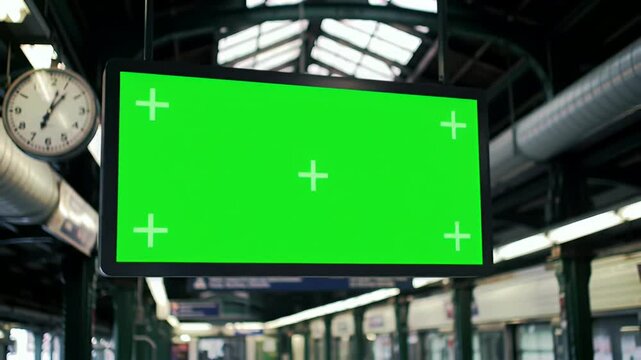 Green Screen Display at Train Station