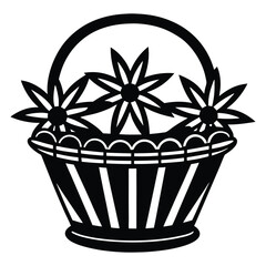 flower basket simple vector.