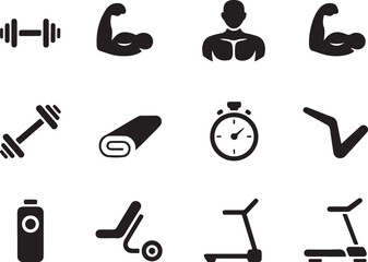 Obraz premium Health and Fitness Gym Icon Design Set
