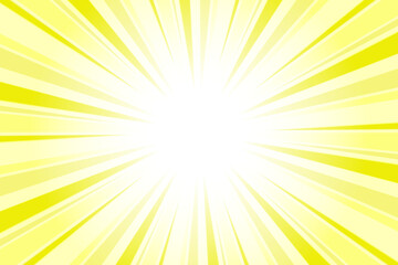 Sunburst Background. Summer Backdrop. Radius Cartoon Pattern Abstract Background. Xanthic Yellow Rays Vector Illustration.