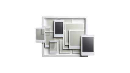 Collage of Empty White Frames in a Larger Frame - Modern Minimalist Design