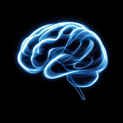 Futuristic glowing blue brain light concept
