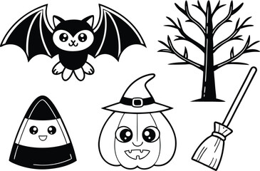 Halloween Spooky Cute Clipart for Fun and Festive Designs. High Quality Halloween Spooky Cute Clipart for Digital Projects. Adorable Halloween Spooky Cute Clipart for Invitations and Crafts