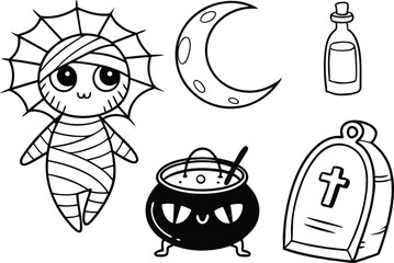 Halloween Spooky Cute Clipart for Fun and Festive Designs. High Quality Halloween Spooky Cute Clipart for Digital Projects. Adorable Halloween Spooky Cute Clipart for Invitations and Crafts