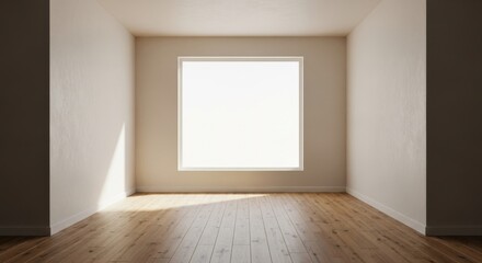 Empty Room with Window and Wooden Floor Bright Natural Light