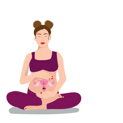 World Menopause Day. Medicine concept. Meditating woman holding menopause sand clock. Vector illustration