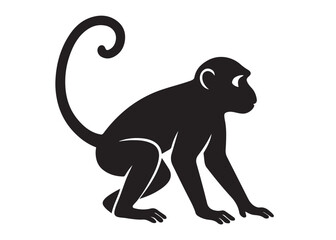 monkey logo silhouette vector, monkey silhouette vector illustration, black silhouette of a wild monkey, monkey animal logo silhouettes vector on a white background