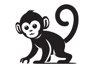 monkey logo silhouette vector, monkey silhouette vector illustration, black silhouette of a wild monkey, monkey animal logo silhouettes vector on a white background