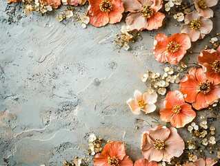 Dried flowers arrangement on textured background