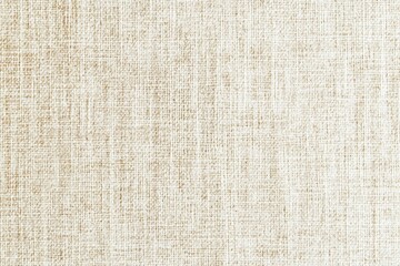 Fototapeta premium Close-up of natural beige woven fabric texture, showing intricate threads and fibers in a grid-like pattern.