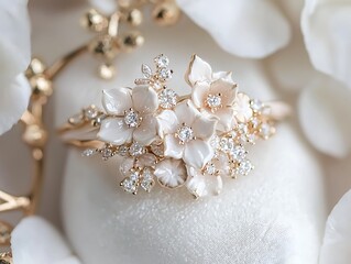 Delicate flower ring with diamonds