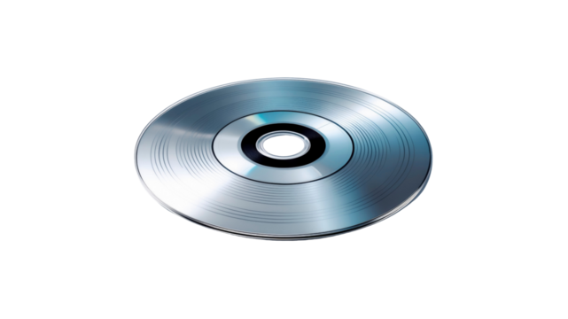 Shiny Silver CD or DVD Disc on Transparent Background
