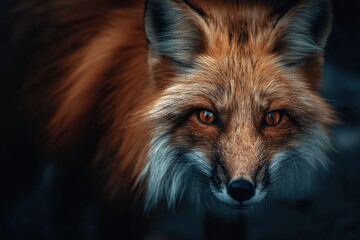 The Piercing Eyes of a Red Fox in the Shadows
