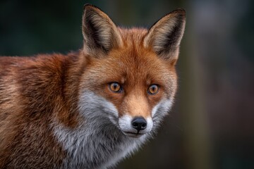 Fototapeta premium A moment of contemplation captured in the eyes of a red fox