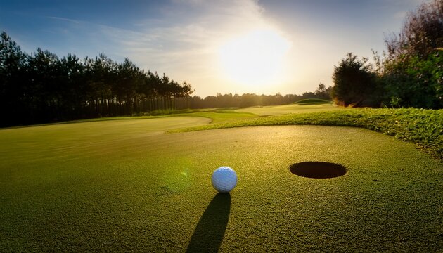 a golf ball on the verge of the hole ready to drop in