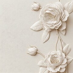 Decorative white rose bas relief design