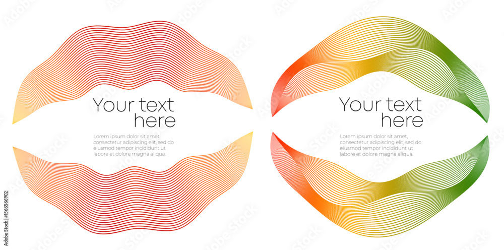 Poster gradient circular line art — dynamic flowing shape with rainbow spectrum curves for creative backgro