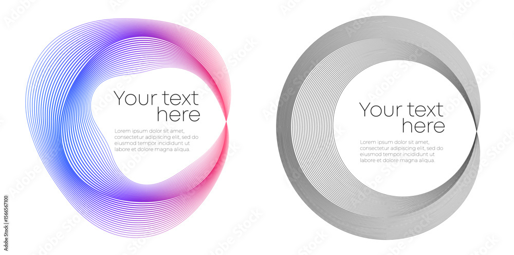 Poster gradient circular line art — dynamic flowing shape with rainbow spectrum curves for creative backgro