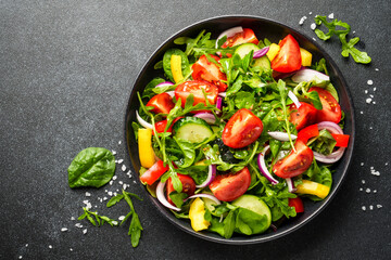 Fresh salad with leaves and vegetables.