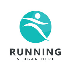 Running human logo design marathon logo template running club or sports club