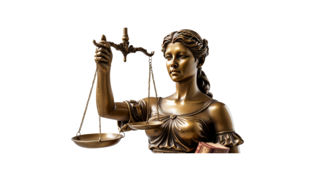 Lady Justice Bronze Statue Holding Scales of Justice and Law Book