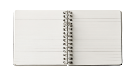 Open blank spiral notebook on blue lined paper isolated for creative ideas in a minimalist environment